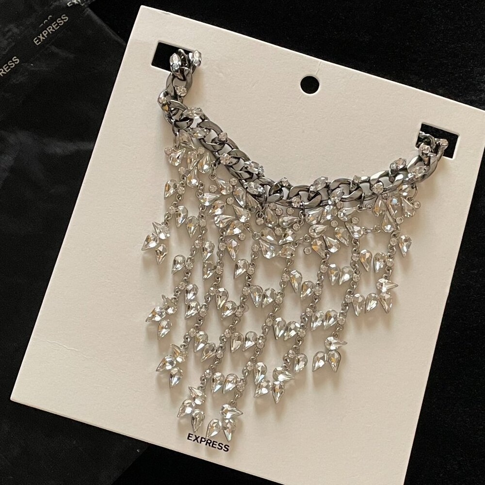 Express, Bulky, Tiered Rhinestone Chain Drop Necklace, NEW!